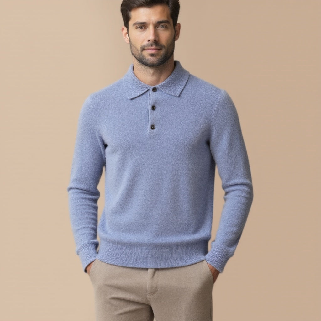 Long Sleeve Merino Wool Polo